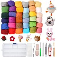 Jeteven Lana de Fieltro 36 Colores Lana DIY con Aguja de Fibra Mano Hilado Artesanía de Bricolaje (36 Colores)